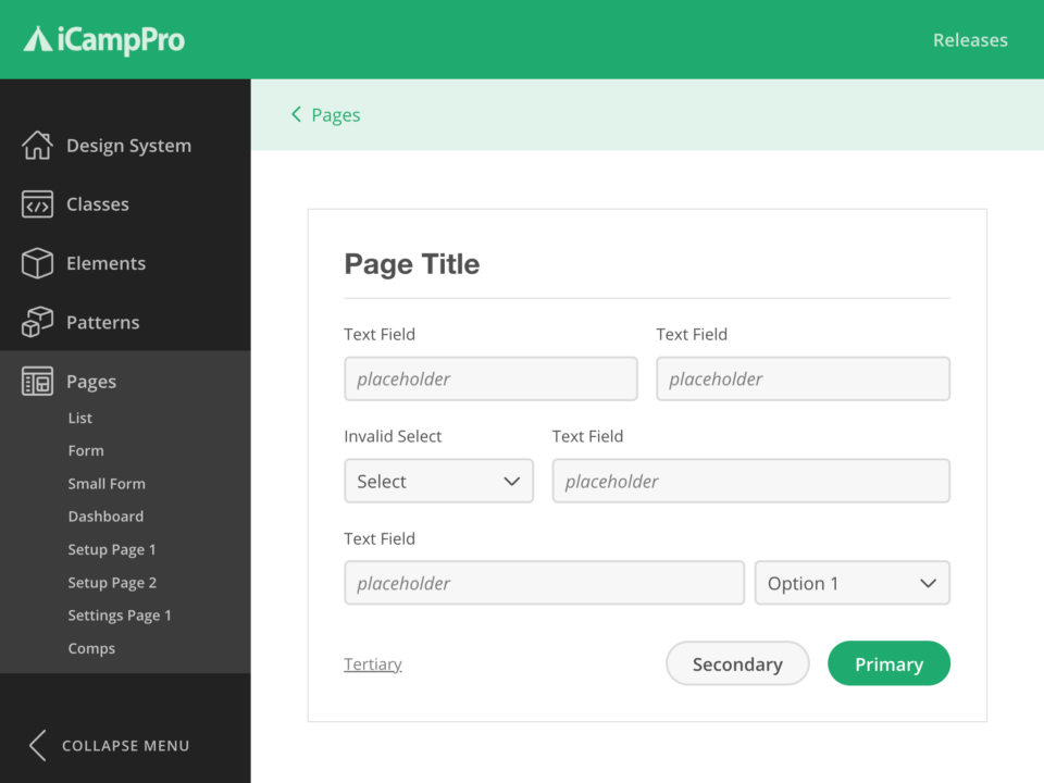 iCampPro Admin Portal Design Systemtablet screenshot